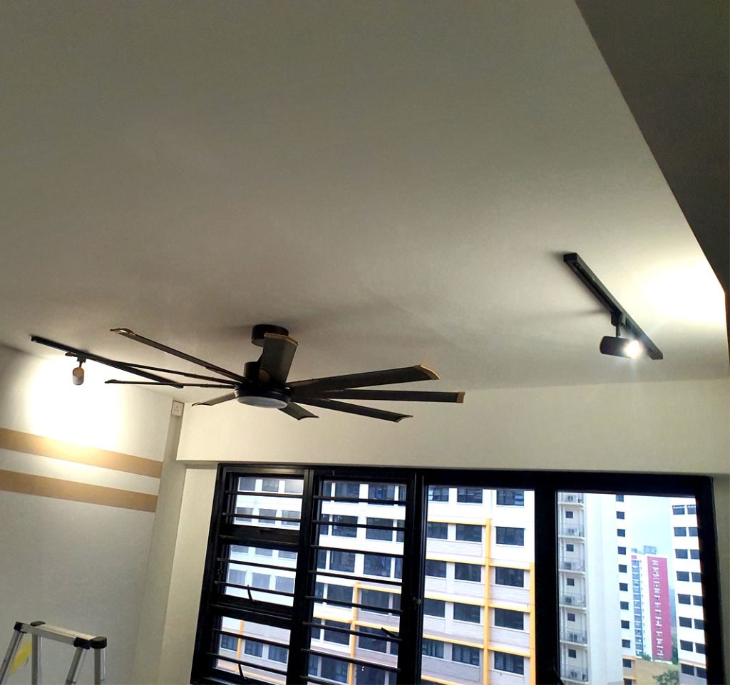 Installation works fan light track surfacelighting recessed light