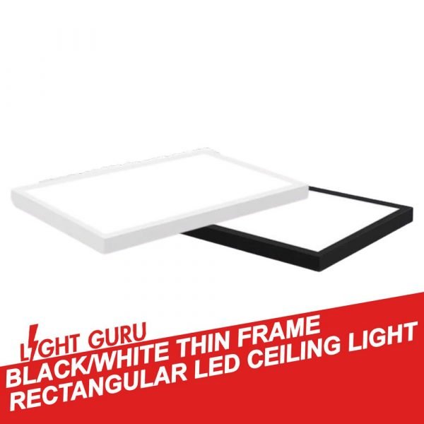 Black White Thin Frame Rectangular LED Ceiling Light