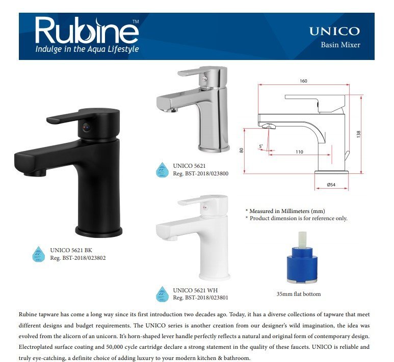 Rubine Basin Mixer UNICO 5621 intro