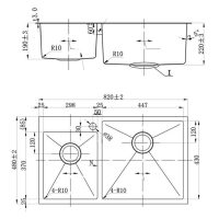 FSD 21501R Double Bowl Sink Top Mount Sink R10 Dimension 768x768 1