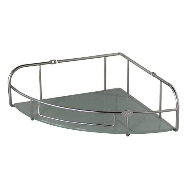 FG 0260 Corner Stainless Steel Basket with Glass Shelf Frosted