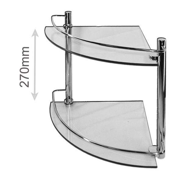 FG 0530 2 2 Tier Corner Glass Shelf Clear