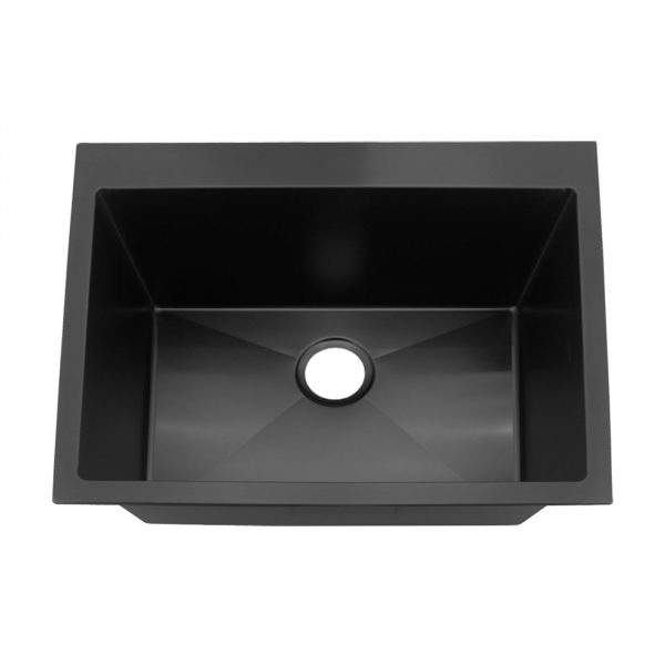 FSD 22431 Single Bowl Top Mount Sink R10 Nano Pearl Black Coating