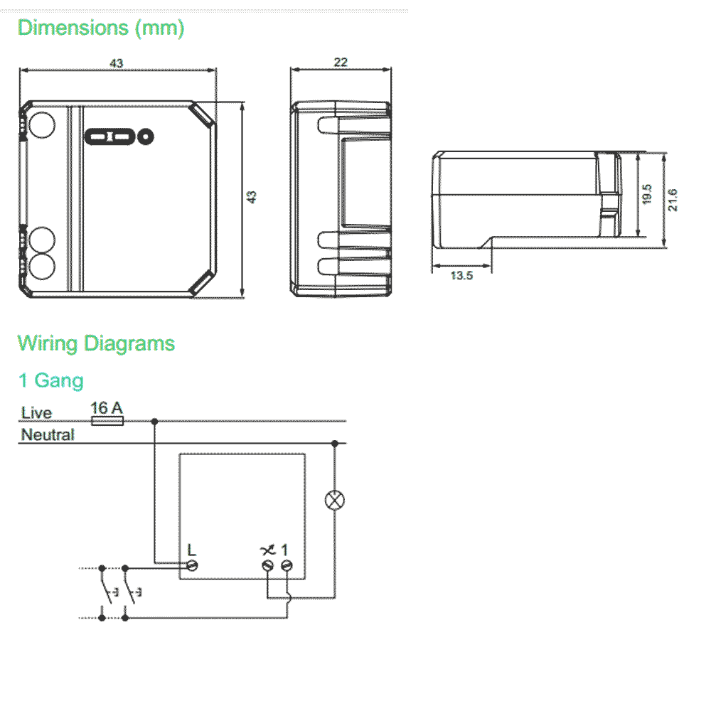 Wiser micro module dimmer 1 gang CCT5010 0001 Specs