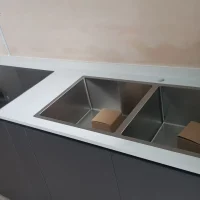 Twin Kitchen Sink flush countertop finish