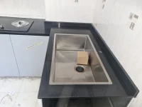 Single Large Kitchen Sink flush countertop finish with waste trap