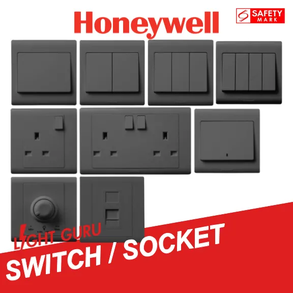 Honeywell Switch and Socket Titanium / Black / Champagne