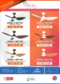 Alaska EOpal V DC Ceiling Fan 38"/50"